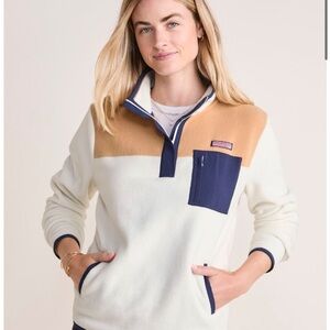 Vineyard Vines Colorblock Marshmallow Fleece Quarter Snap Fleece Pullover